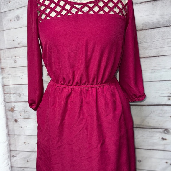 Sequin Hearts Dresses & Skirts - Sequin Hearts Fuchsia Long Sleeve Dress